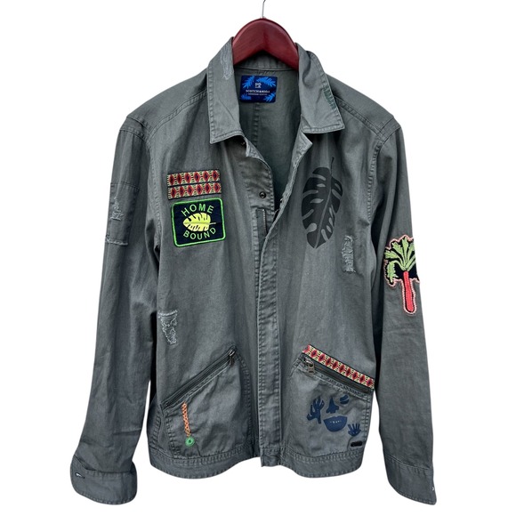 Scotch & Soda Military Jacket Green Patches Japanese Art Grunge Utility Size M - Picture 17 of 17